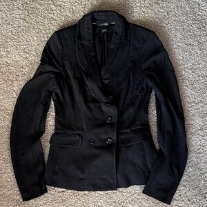 White House Black Market Black Double-Breasted Fitted Blazer